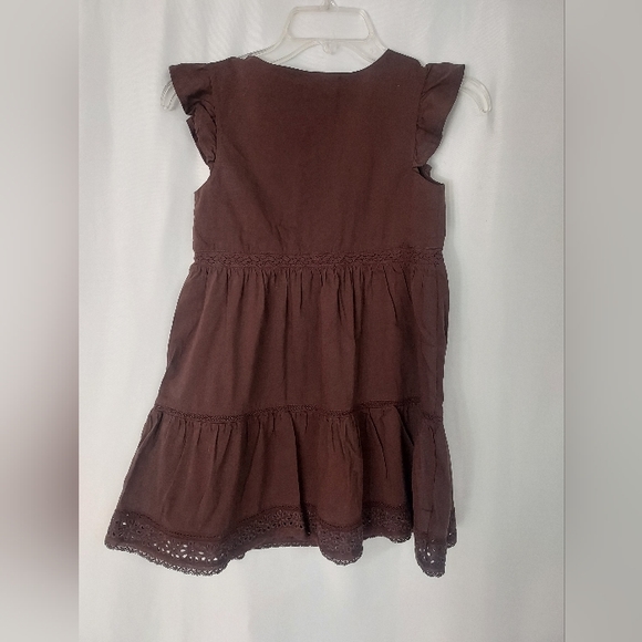 Gap Teen Cap Sleeves Brown Tiered Dress. Size  8 - Picture 3 of 7